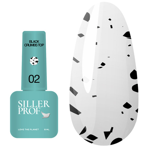Siller Black Crumbs Hybrid Top №02 zonder plaklaag met UV-filters met kruimels 8 ml (u0000012747) - Фото №1