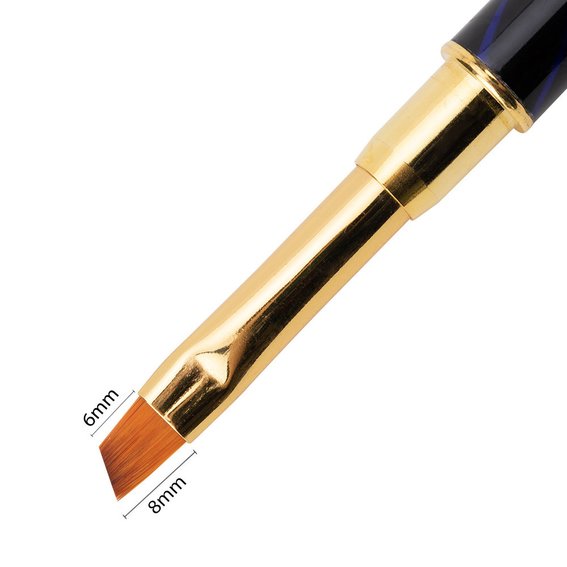 Illusion Line gelpenseel in paars met zirkonen, schuine borstelhaarlengte 6/8 mm. - Фото №2