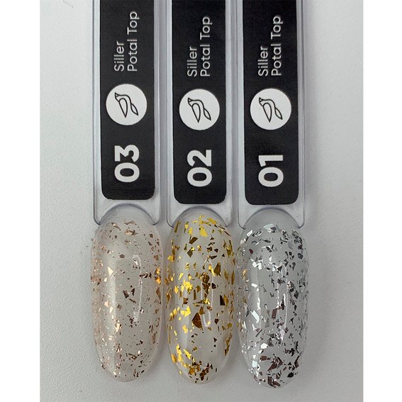 Siller Potal hybride top coat №03 niet-plakkerig transparant met roségouden coating 8 ml (u0000012750) - Фото №4