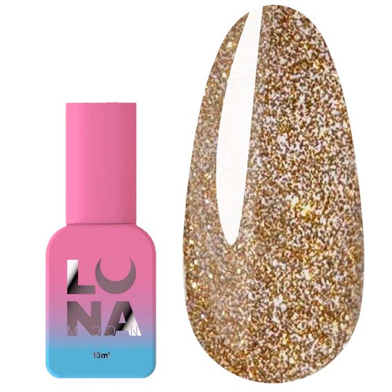 LUNA Flash Gold hybride top coat reflecterend zonder plaklaag, gouden tint 13 ml (300-2909) - Фото №1