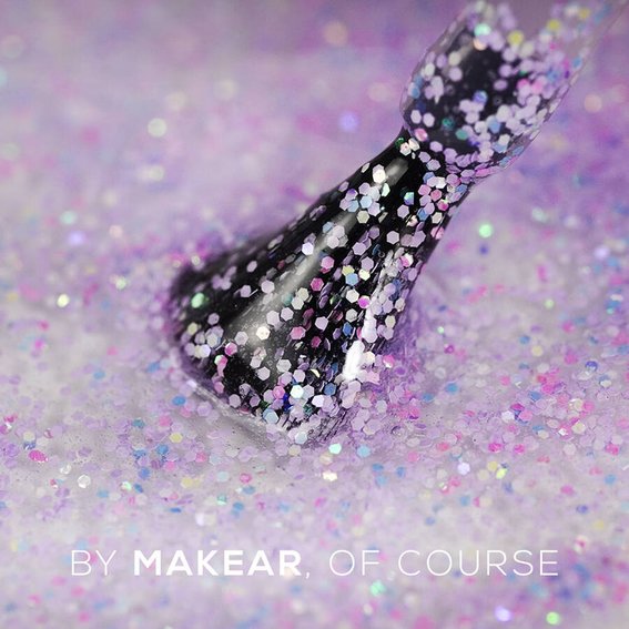 MAKEAR Daisy 623 hybride nagellak transparant met paarse glitter 8 ml - Фото №2