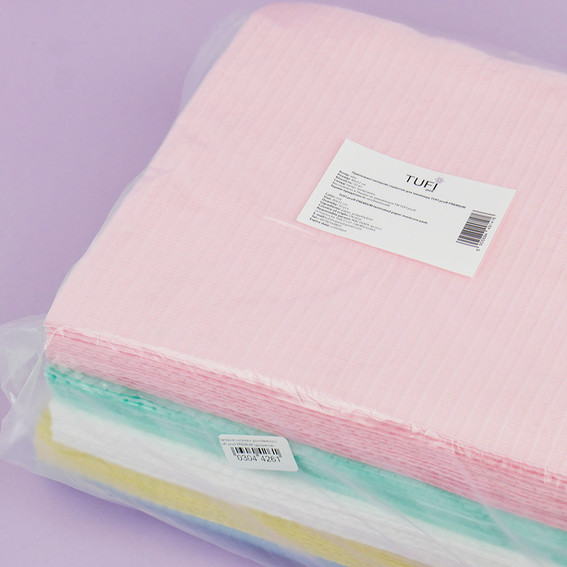Paper mats for manicure TUFI profi PREMIUM disposable laminated moisture-resistant mix 40x32 cm 50 pcs (0304426) - Фото №3
