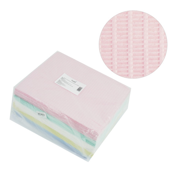 Paper mats for manicure TUFI profi PREMIUM disposable laminated moisture-resistant mix 40x32 cm 50 pcs (0304426) - Фото №1