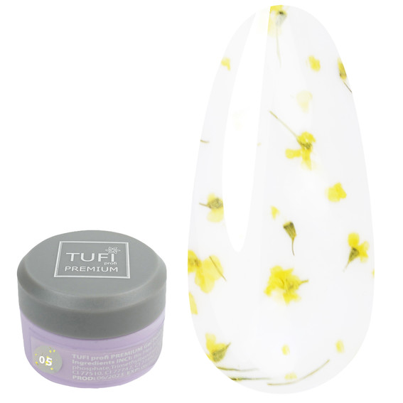 TUFI profi PREMIUM Bloom 05 hybride nagellak met gedroogde lupinebloemen 5ml (0311126) - Фото №1