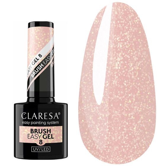 Жидкий гель Claresa BRUSH EASY GEL 8 средний бежевый с блестками 5 г - Фото №1
