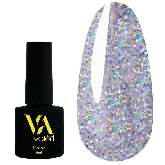 VALERI Color Hybrid Varnish №104 Zilver met veelkleurige deeltjes 6 ml (VA104) - Фото №1