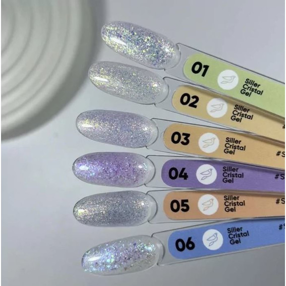 SILLER Cristal Gel №03 semi-transparant met veelkleurige deeltjes 15 ml - Фото №2