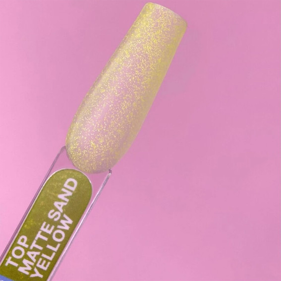 Hybride top LUNA Matte Sand Yellow Non Wipe zonder plaklaag met zandstructuur effect geel 13 ml (300-3428) - Фото №3