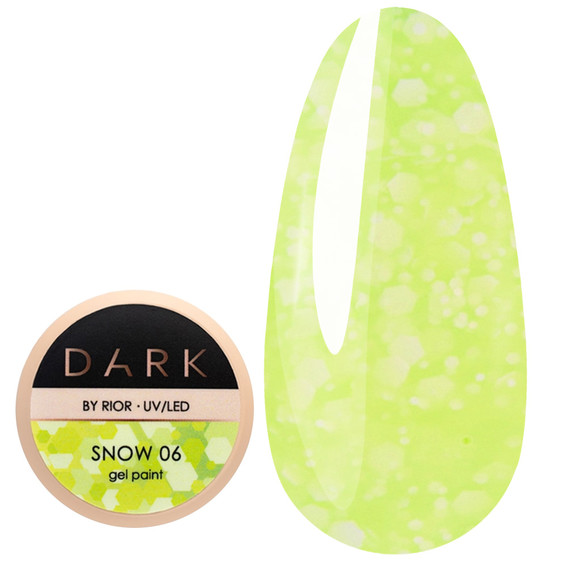 Гель Dark Snow gel 06 салатовый с белыми хлопьями 5 г - Фото №1