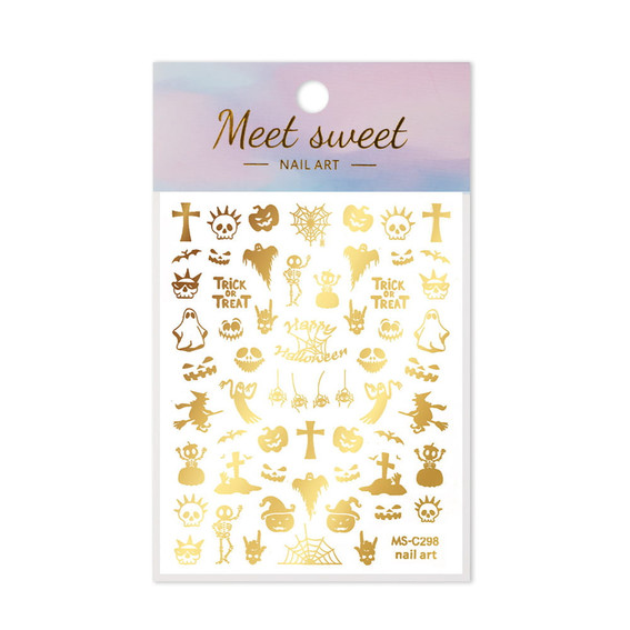 Nagelstickers dun zelfklevend halloween MS-C298 goud - Фото №3