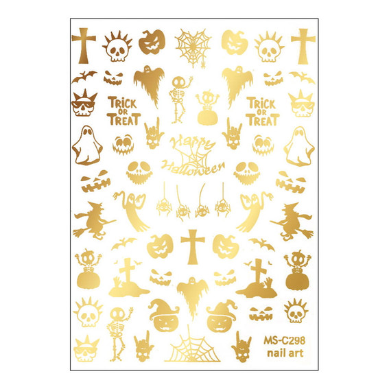 Nagelstickers dun zelfklevend halloween MS-C298 goud - Фото №1