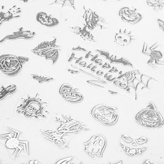 Nagelstickers dun zelfklevend halloween MS-C301 zilver - Фото №2