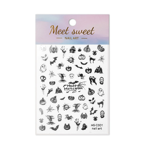 Nagelstickers dun zelfklevend halloween MS-C301 zilver - Фото №3