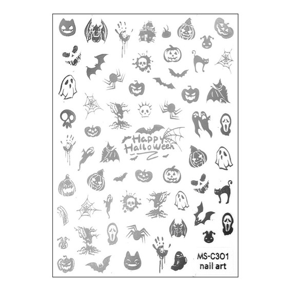 Nagelstickers dun zelfklevend halloween MS-C301 zilver - Фото №1