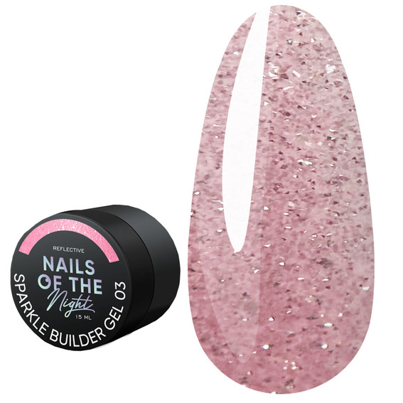 Гель NAILSOFTHENIGHT Sparkle Builder gel 03 бежево-розовый светоотражающий 15 мл - Фото №1