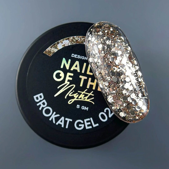 Гель NAILSOFTHENIGHT Brokat gel 02 золотой 5 г - Фото №4