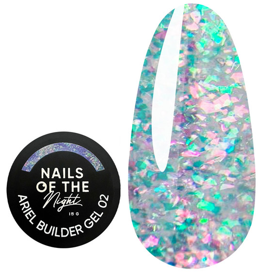 NAILSOFTHENIGHT Ariel Builder gel 02 met veelkleurige yuccablaadjes 15 ml - Фото №1