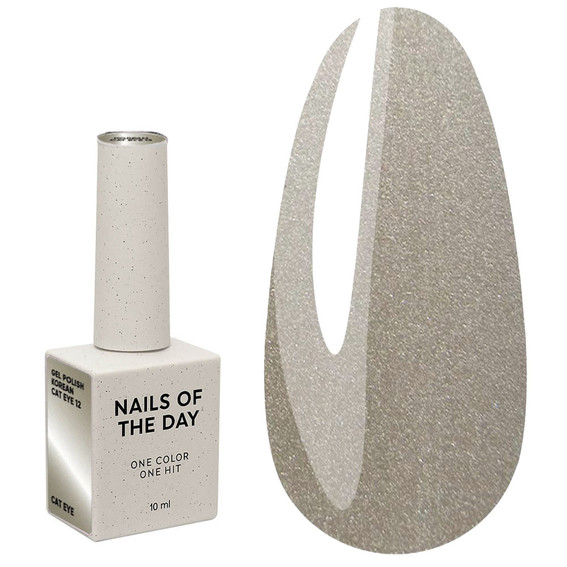 NAILSOFTHEDAY Koreaanse cat eye 12 coole beige hybride nagellak met een "cat eye" effect, 10 ml - Фото №1