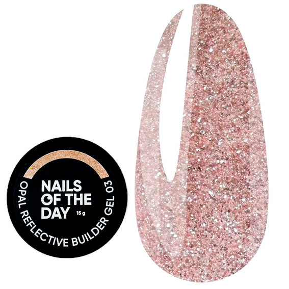 Гель NAILSOFTHEDAY Opal reflective Builder gel 03 теплый нюд с опаловым блеском 15 г - Фото №1