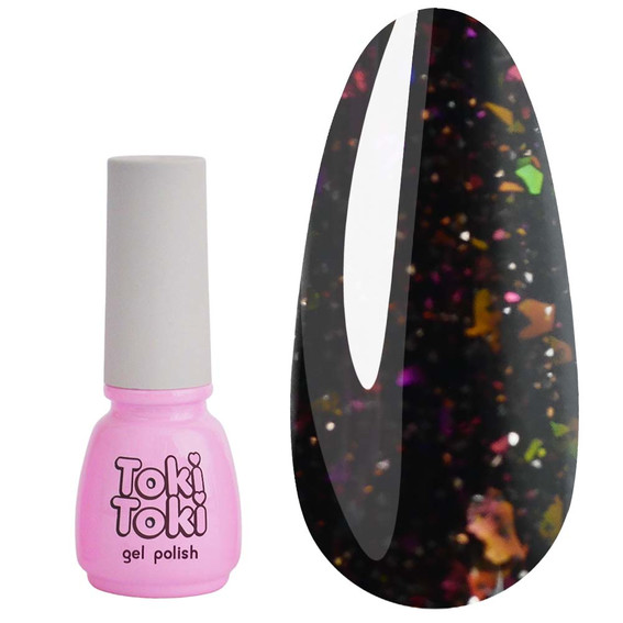 Toki-Toki Flakes hybride nagellak № 003 bruin met veelkleurige deeltjes 5 ml - Фото №1