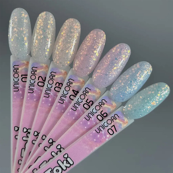 Gellack Toki-Toki Unicorn UN01 durchscheinend weiß mit Glitzer 5 ml - Фото №3