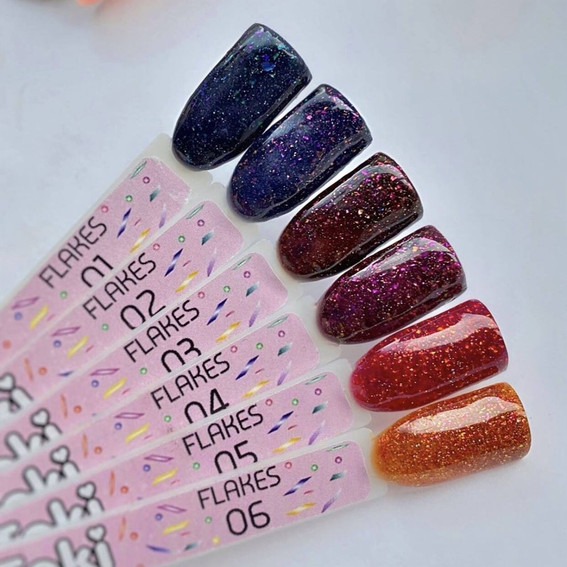 Toki-Toki Flakes hybride nagellak № 003 bruin met veelkleurige deeltjes 5 ml - Фото №3