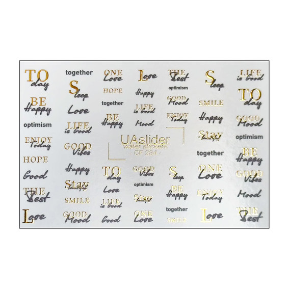 Slider Design UAslider Folie Gold Sprüche in Englisch №CF 234 - Фото №1