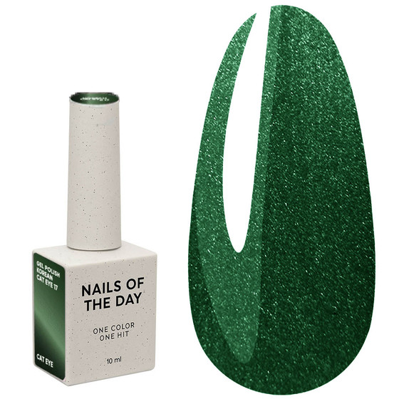 NAILSOFTHEDAY Koreaanse cat eye 17 groene hybride nagellak met "cat eye" effect 10 ml - Фото №1