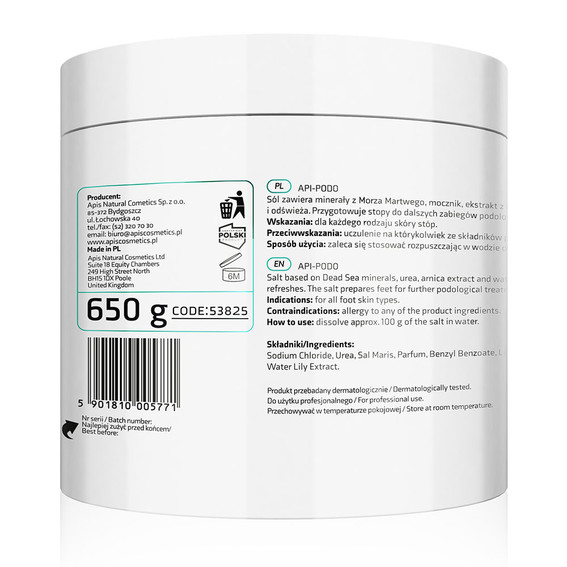 Fußweichmachersalz mit Harnstoff APIS - API-PODO 650 g (53825) - Фото №2