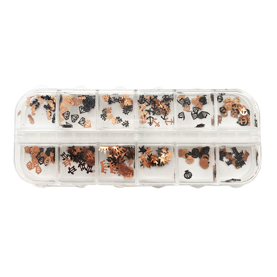 Nageldeko-Set MANY BEAUTY 12in1 verschiedene Formen (Metal-B-M3)
