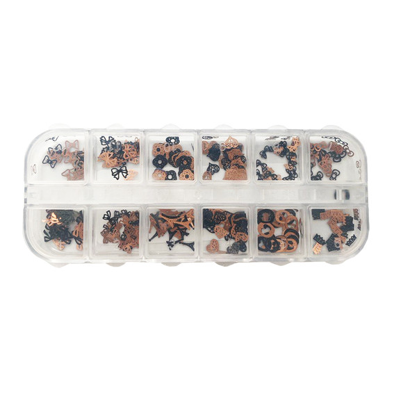 Nageldeko-Set MANY BEAUTY 12in1 verschiedene Formen (Metal-B-M5)