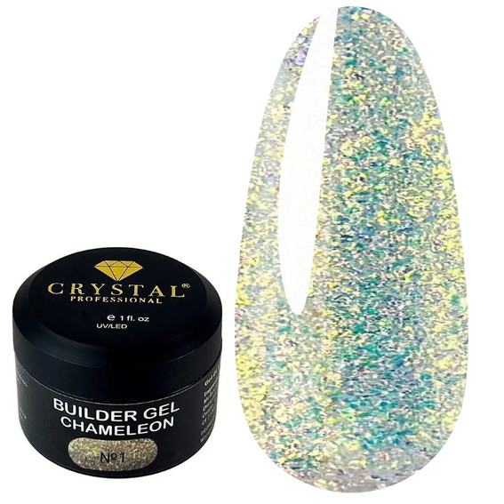 Crystal Builder Gel Chameleon Nr. 1 türkis-goldenes Chamäleon-Gel zur Verlängerung 15 ml - Фото №1