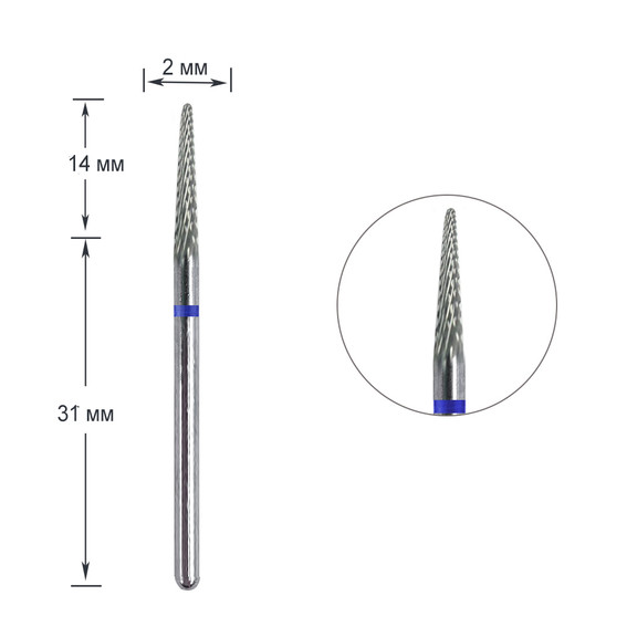 Manicurefrees TUFI profi Naald L0214M hardmetaal blauw - Фото №1