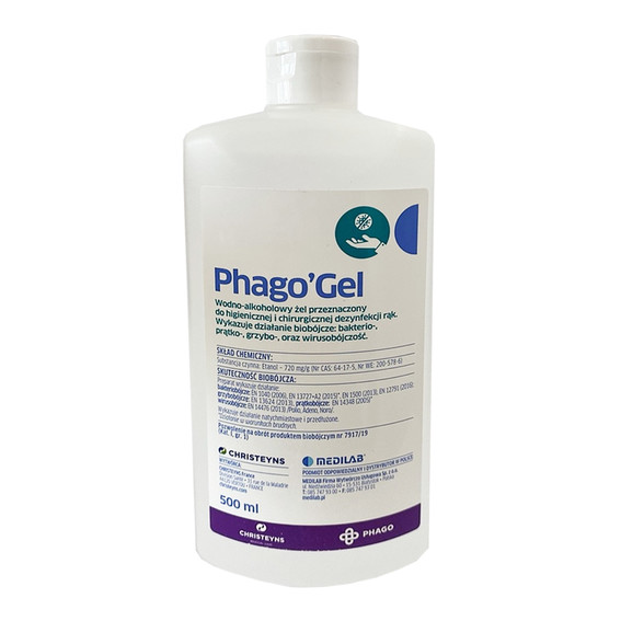 PhagoGel Medilab Hydroalcoholische gel voor hygiënische en chirurgische handdesinfectie zonder pomp 500 ml