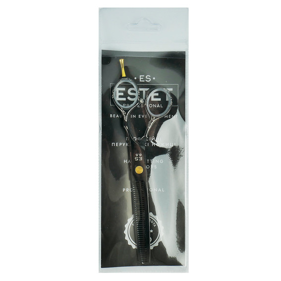 Thinning scissors for haircuts ESTET black with flowers 6.5 - Фото №2