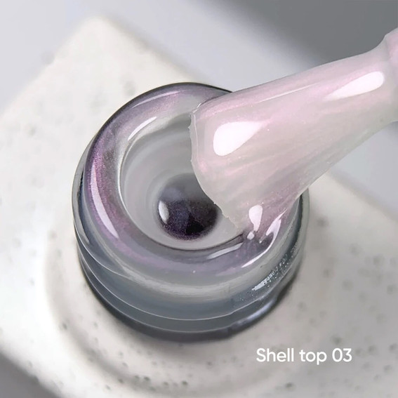 Тоp NAILSOFTHENIGHT Shell top 03 parel met roze wrijving 10 ml - Фото №2