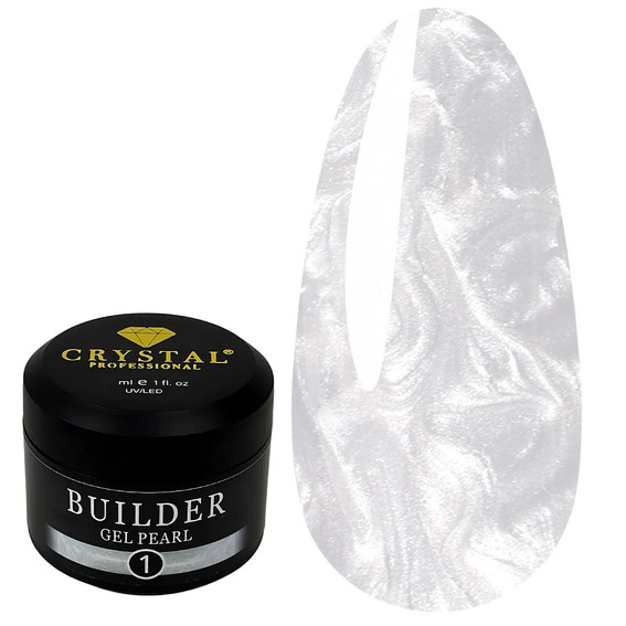 Гель для наращивания Crystal Builder Gel Pearl №1 белый перламутровый 15 мл - Фото №1