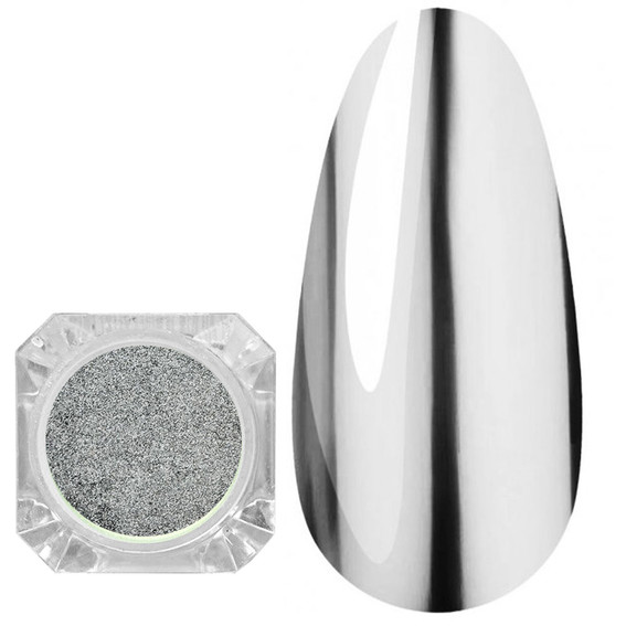 Rub voor nagels met de kwast MANY BEAUTY chroomeffect | spiegel zilver - Фото №1
