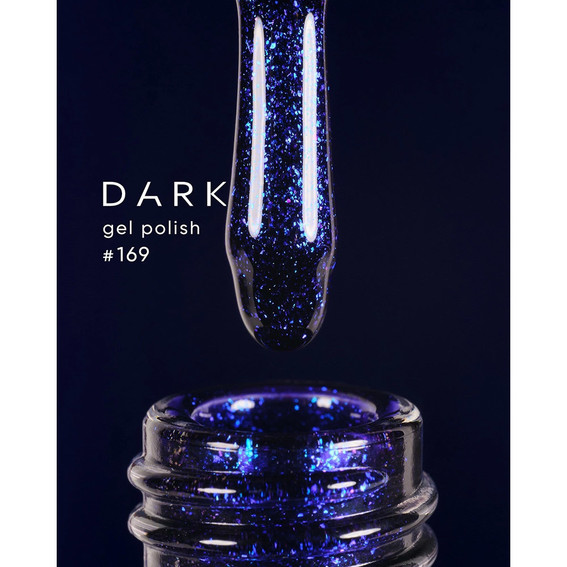 Gellak DARK 169 blauw met glitter 10 ml - Фото №2