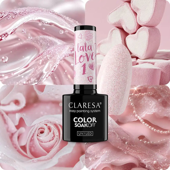 Gel-Nagellack Claresa LA LA LOVE 1  Hellrosa mit Glitzer, 5 g - Фото №3