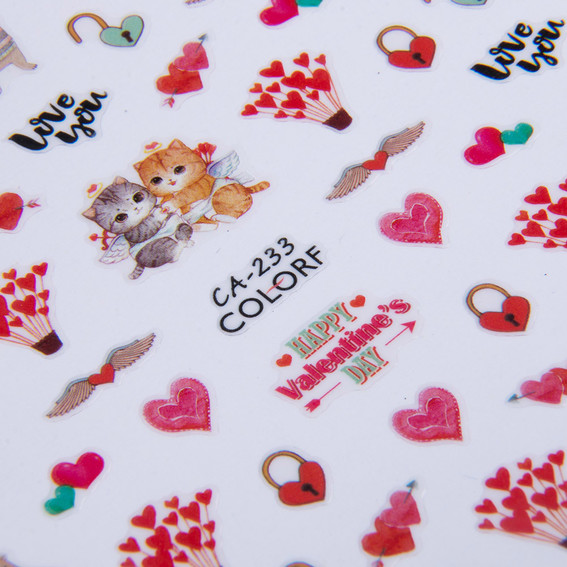 Nagelstickers GNBLab dunne zelfklevende valentijnskaarten CA-233 - Фото №2
