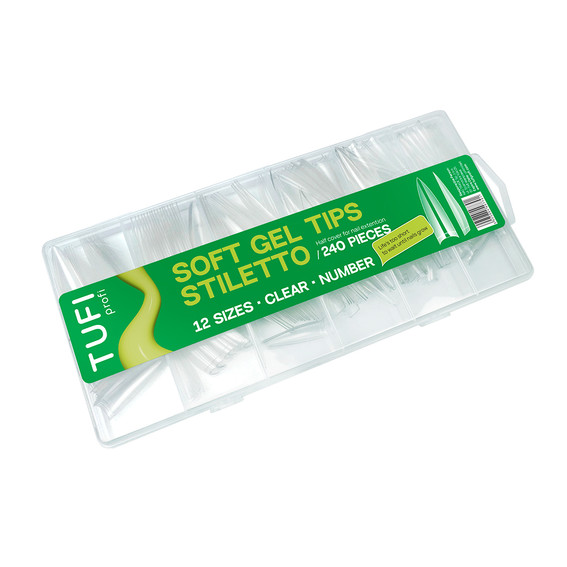 Гелевые типсы TUFI profi Half Cover Soft Gel Tips Стилет Прозрачные 240 шт (0326343) - Фото №2