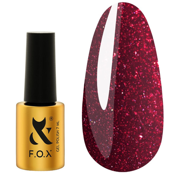 Gel-Nagellack FOX Moulin Rouge 009  Dunkelrot mit Schimmer, 7 ml - Фото №1