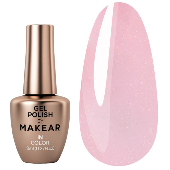 Gel polish MAKEAR Pastel Princess 407 pink with shimmer 8 ml - Фото №1