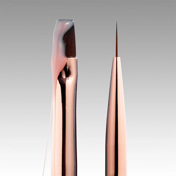 DARK Doppelseitiger Pinsel, Beige (11 mm Liner + 9 mm Flacher Pinsel) - Фото №2