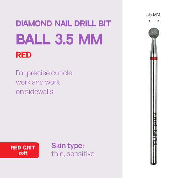 Manicurefrees TUFI profi Diamanten Bal 3,5 mm Rode inkeping (0328399) - Фото №4