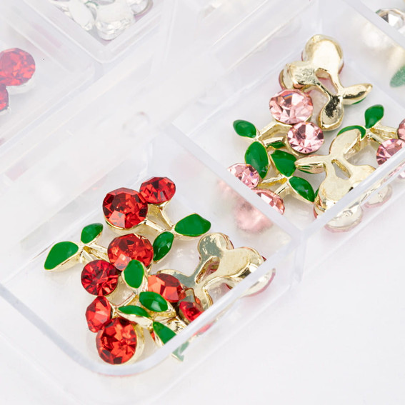 Nagelkunst in een doosje kersenbloesems met zirkonen gemengde kleuren 30 stuks - Фото №3