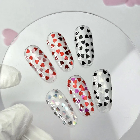 NAILSOFTHEDAY Kupidon top 01 with red and pink hearts without sticky layer 10 ml - Фото №3