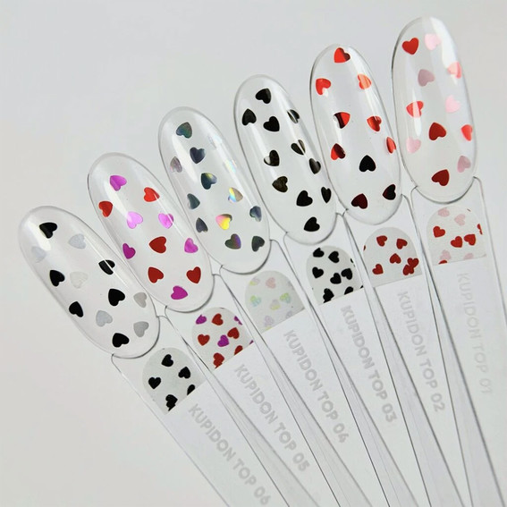 NAILSOFTHEDAY Kupidon top 01 with red and pink hearts without sticky layer 10 ml - Фото №4