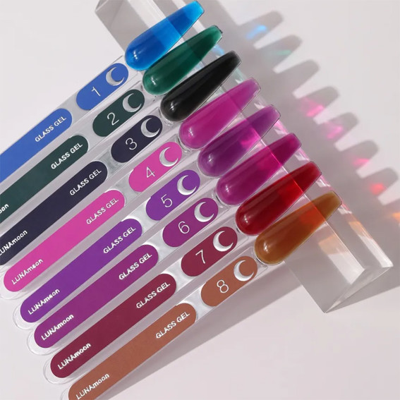 Nagelverlengingsgel LUNA Glass Builder Gel 2 groen gebrandschilderd glas 15 ml (373-6375-1982) - Фото №4